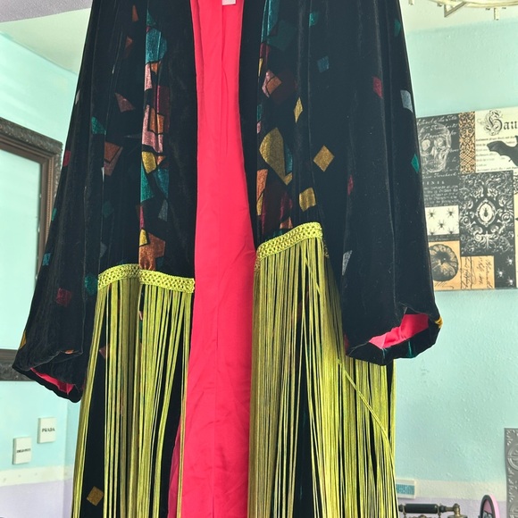 NWOT:RARA AVIS by Iris Apfel Disney Mary Poppins Kimono Jacket Velvet Fringe - Picture 6 of 8